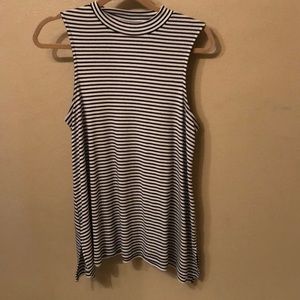 High Neck Striped Tank Top